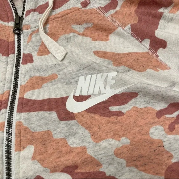 Nike Camo Zip-Up Hoodie Orange Cream Lightweight Athleisure Athletic Women’s XL - Picture 3 of 6